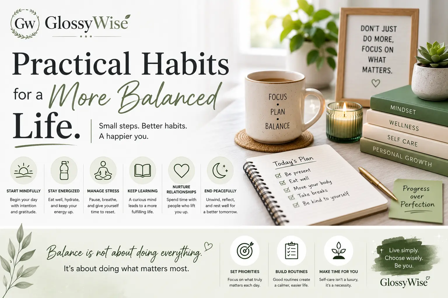 GlossyWise Practical Habits for a More Balanced Life.