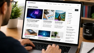 User browsing articles on Zavalio.com website