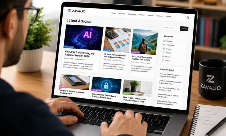 User browsing articles on Zavalio.com website