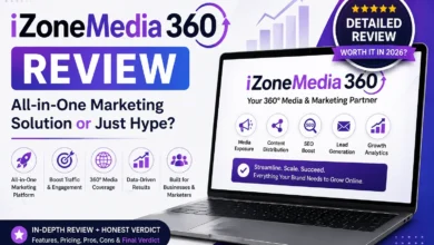 iZoneMedia360 website homepage displayed on a desktop screen