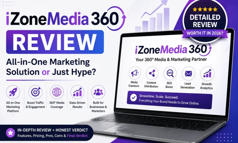 iZoneMedia360 website homepage displayed on a desktop screen