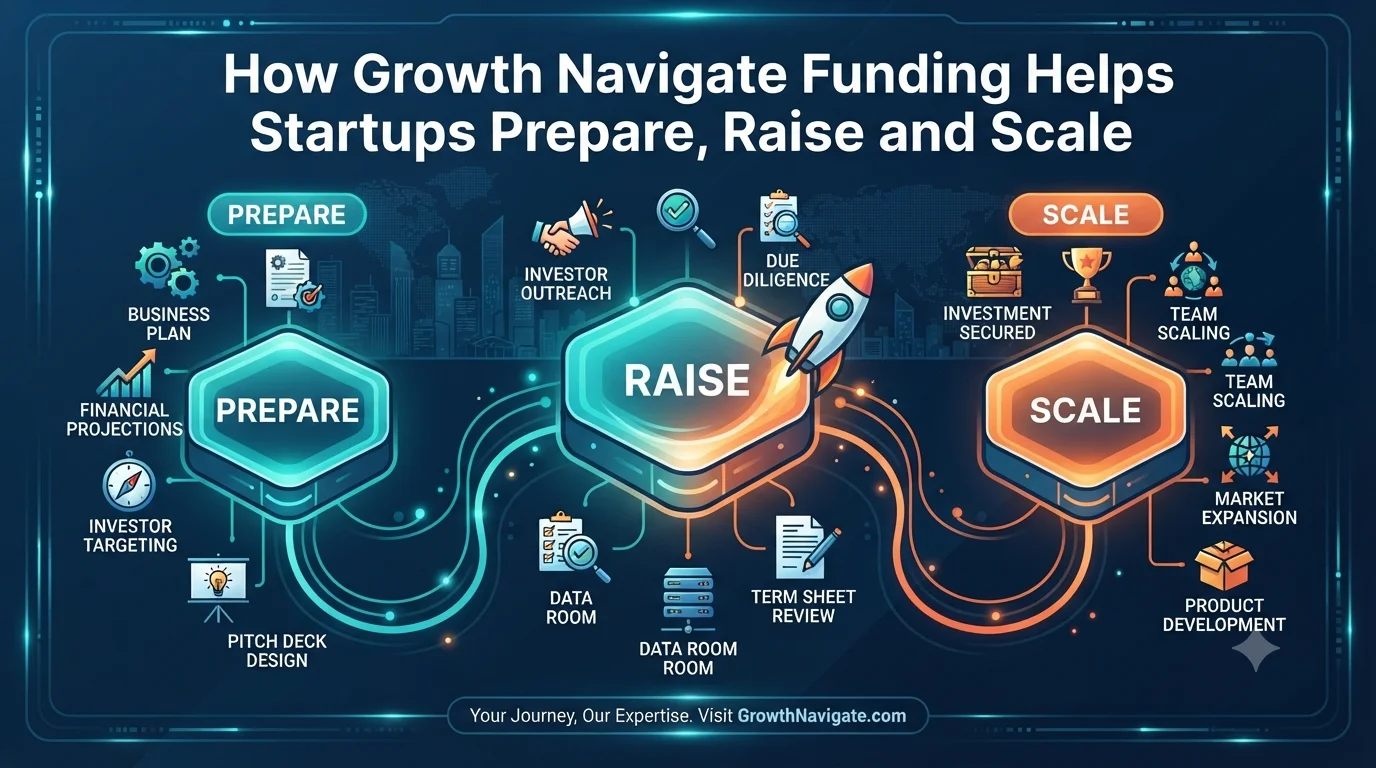 How Growth Navigate Funding Helps Startups Prepare, Raise and Scale.
